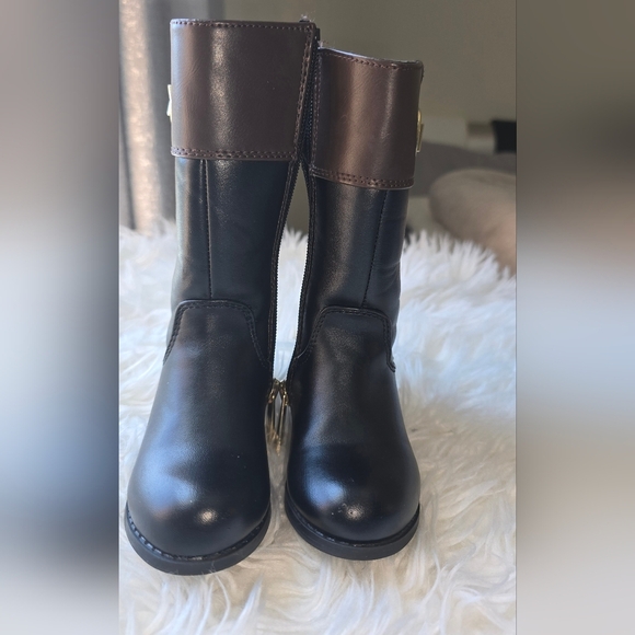 Michael Kors Joslyn Girls Knee High Black Brown Boots Size 2 - Picture 3 of 5